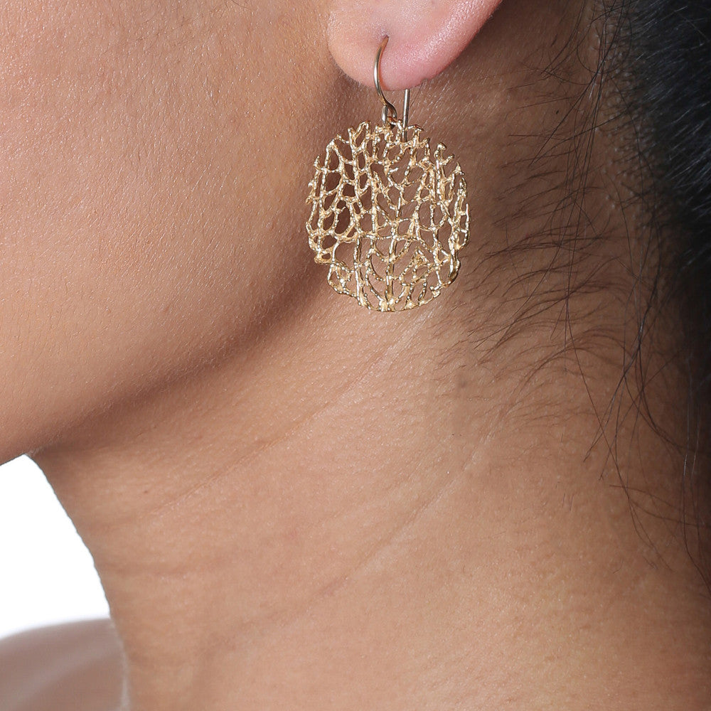 Small Coral Disc Earrings