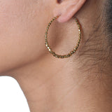 Faceted Bead Hoop Earrings