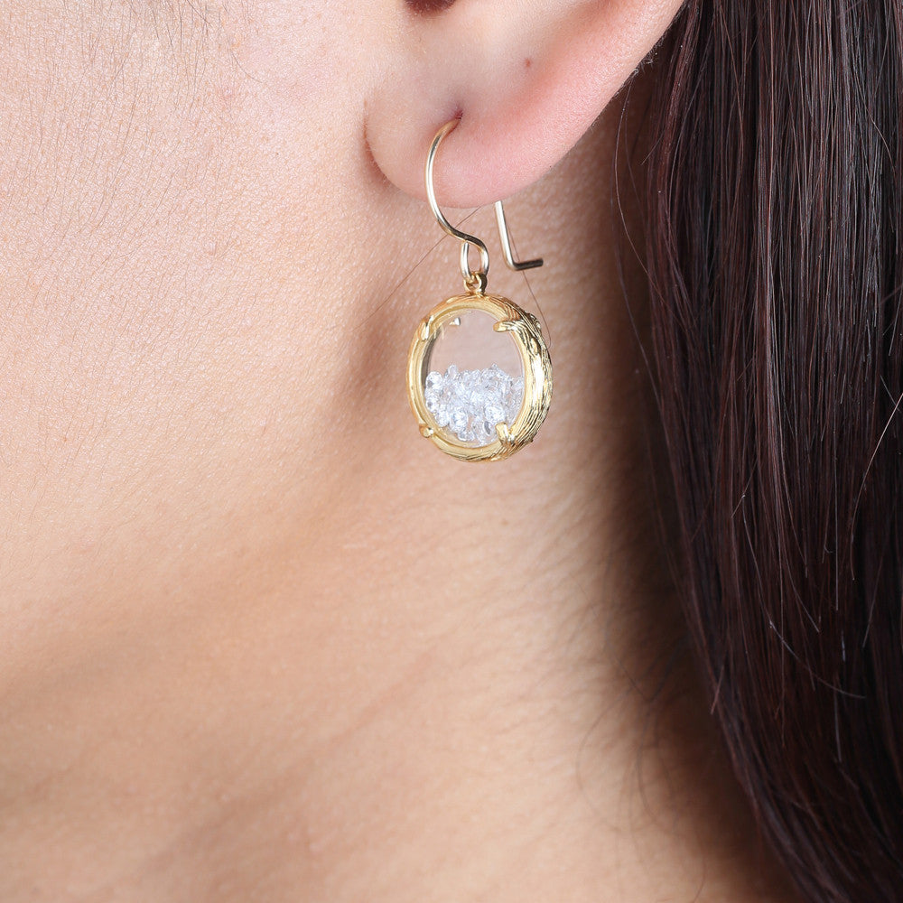 Mini Shaker Earrings - Light Blue Crystal Only