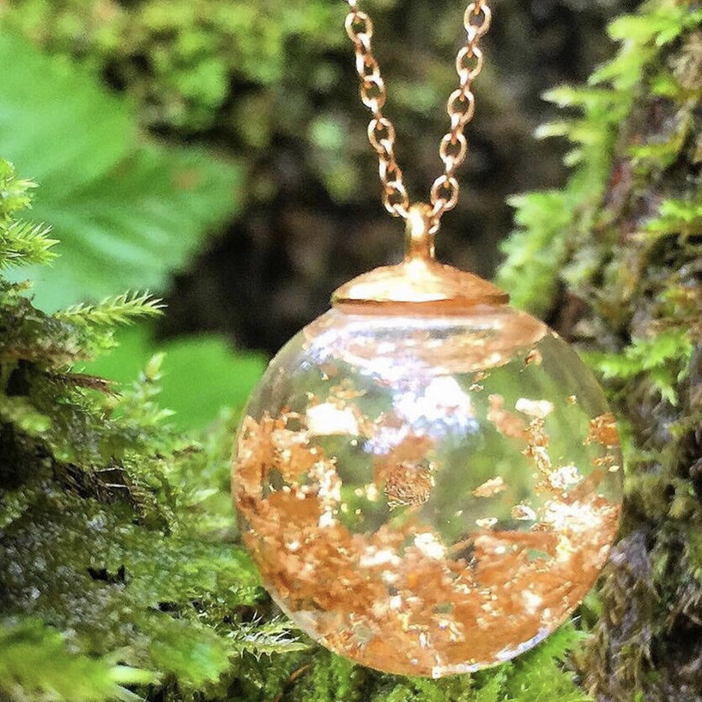 Gold Flake Resin Necklace, Resin Jewelry, Real Gold Necklace, Real Gold  Flakes, Resin Pendant, Gold Leaf Necklace, Resin Sphere Necklace 