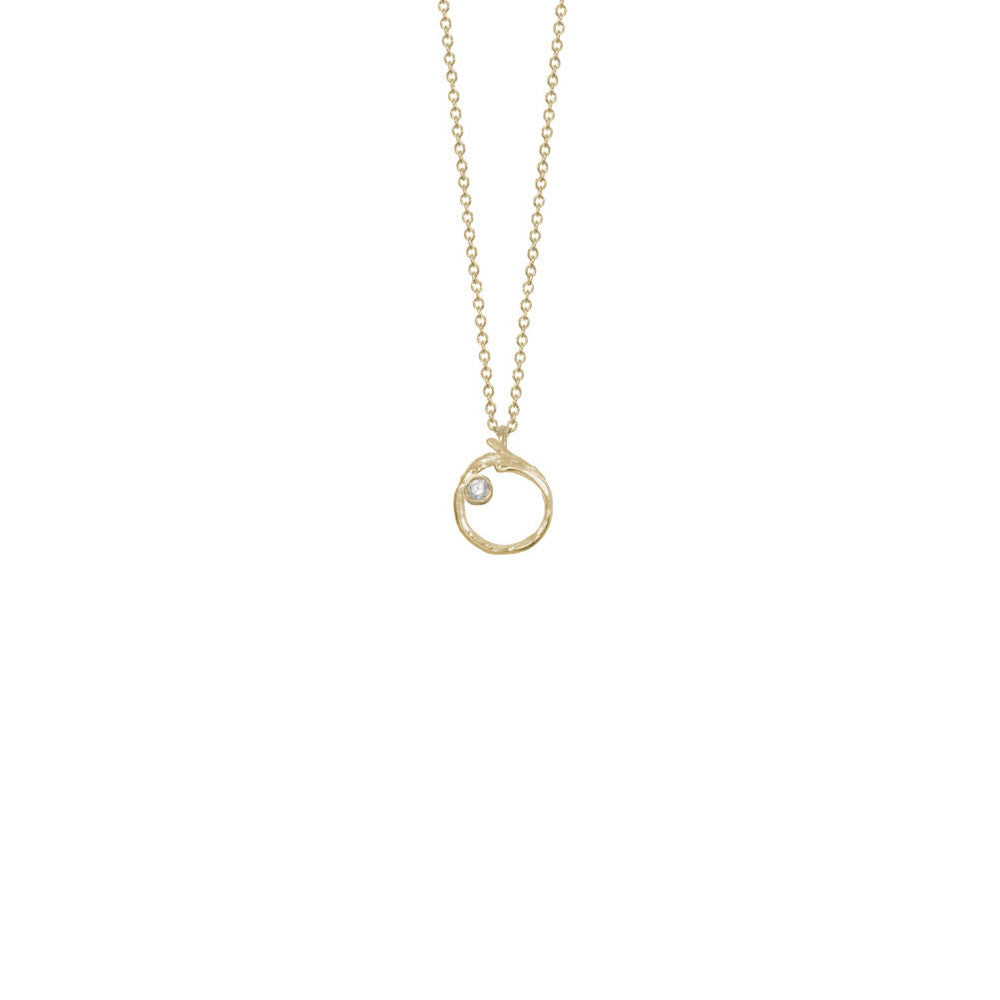 Branch Circle Seed Pod Solitaire Necklace