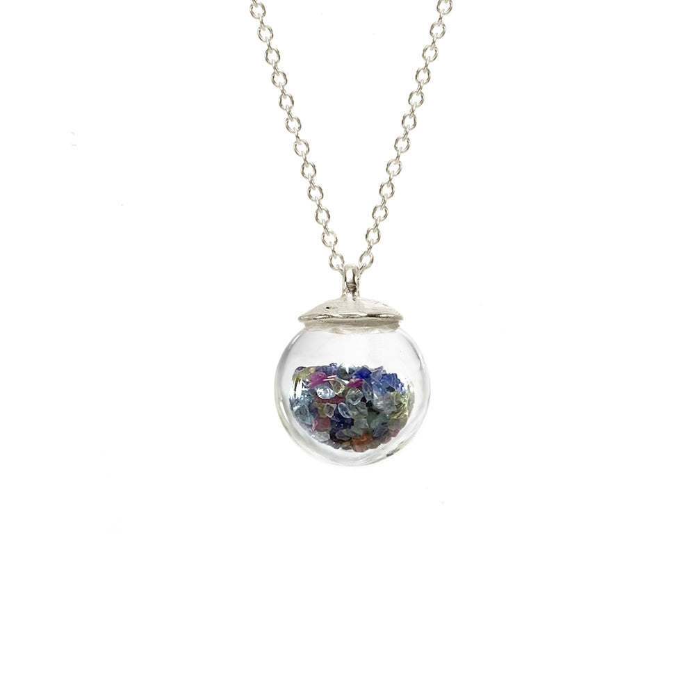 Silver Deco Sun Mixed Birthstone Amulet Necklace - Large - Rachel Jackson