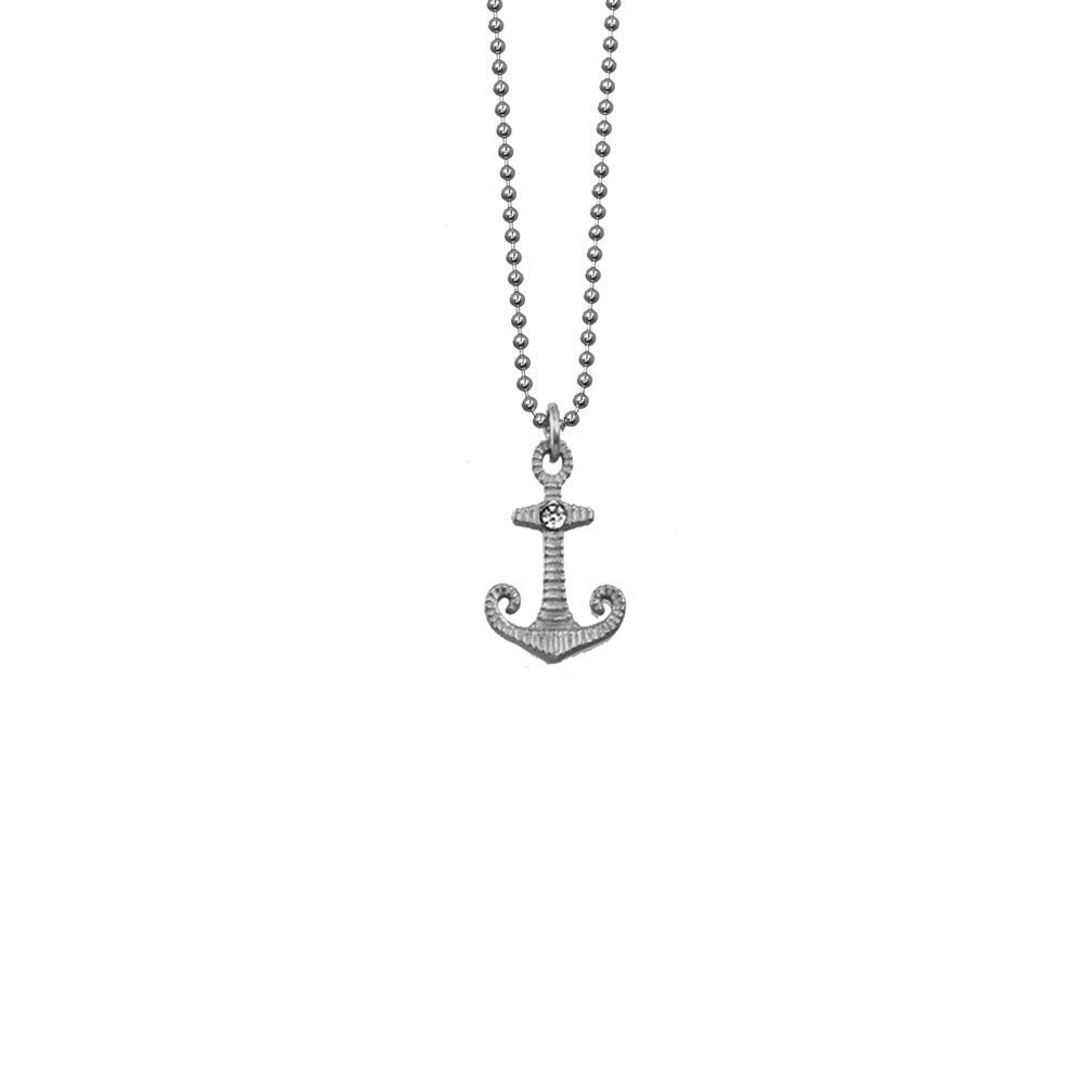 Anchor with Set Stone Necklace