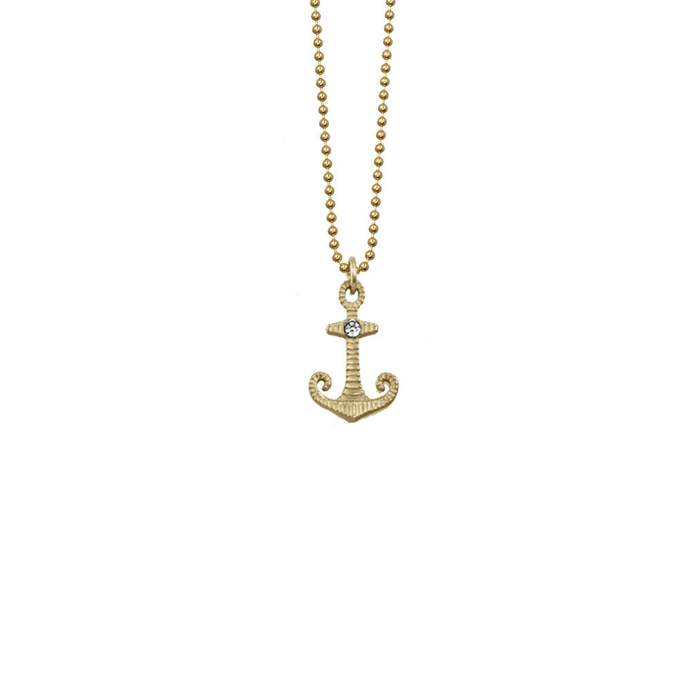 Anchor with Set Stone Necklace